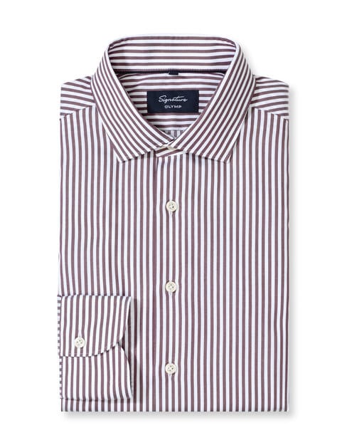 OLYMP Signature Overhemd, Tailored Fit, Signature Kent, Bordeauxrood