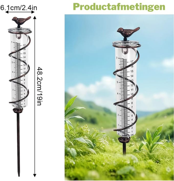 HEZIVO® Regenmeter met Grondpen - Regen Meter Tuin - Vorstbestendig