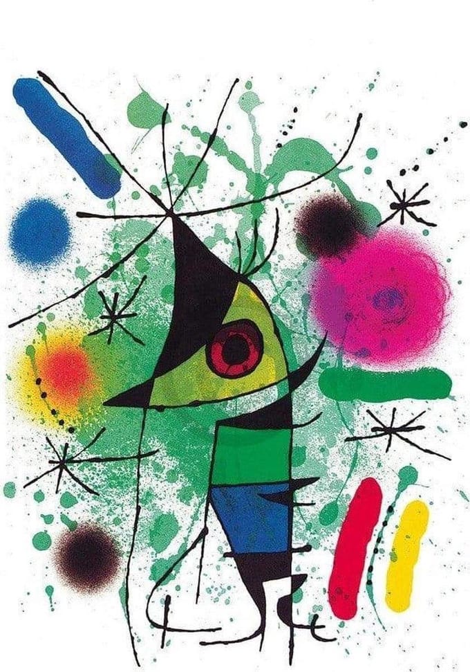 Joan Miró poster - Singing Fish - kunst- art- schilderij - surrealistisch - 40 x 50 cm