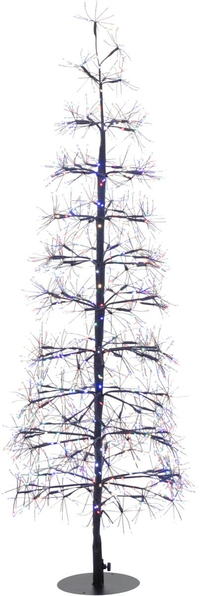 J-Line decoratie Boom Multicolor - ijzer - zwart - medium - LED lichtjes