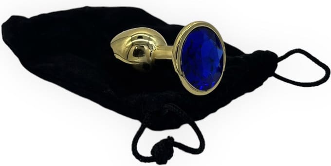 BR211S Donkerblauw – Power Escorts Gouden Plug Met Steen