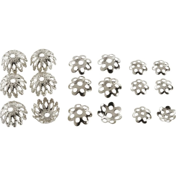 Kralen caps mix - Zilver