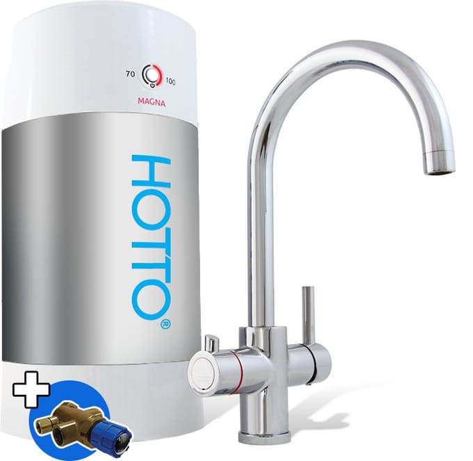 HOTTO Combi 8L - Arco chroom 3-in-1 kraan - inlaatcombinatie - mengventiel