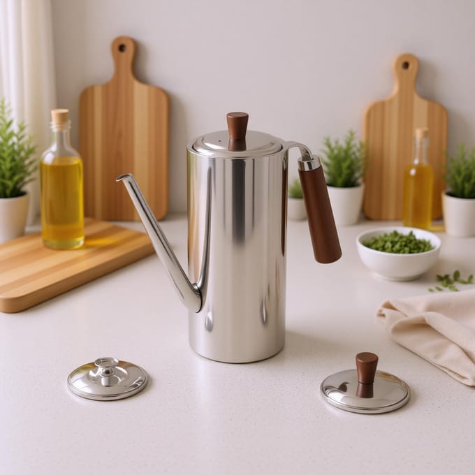 700ml Oliedispenser Pot 304 Roestvrij Staal Olijfolie Fles Container voor Azijn Sojasaus Opslag Keukengadget gray