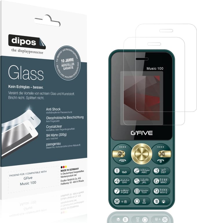 dipos – 2x Pantserfolie geschikt voor GFive Music 100 | 9H Screenprotector