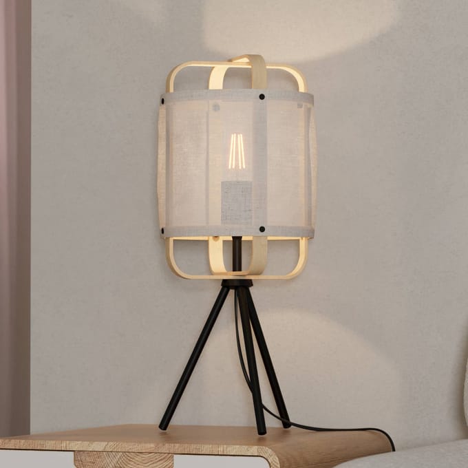 EGLO Surfleet Tafellamp - E27 - 51,5 cm - Zwart/Beige/Bruin