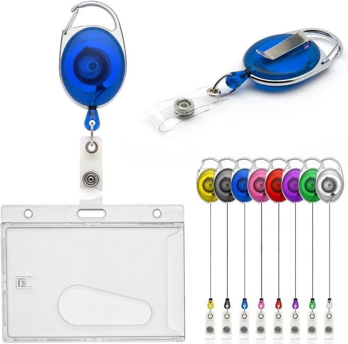 Intrekbare Badgehouder Combo met Clip Blauw voor ID Kaarten