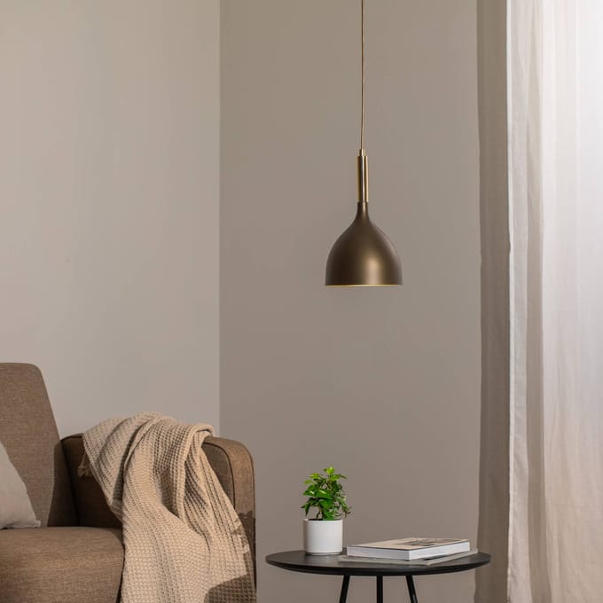 Luminex Noak hanglamp, 1-lamp, titanium-goud/goud, staal