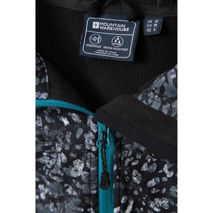 Mountain Warehouse Dames/Dames Exodus Waterafstotende Soft Shell jas met dierenprint (Zwart)