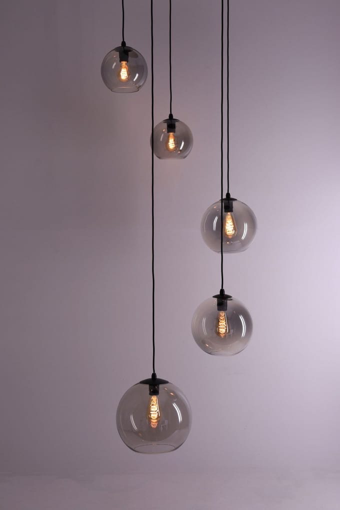 Videlamp / Hanglamp Grey - getint glas - 340cm
