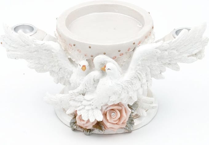 Kaarshouder - Wit Met Roze - 21x8cm