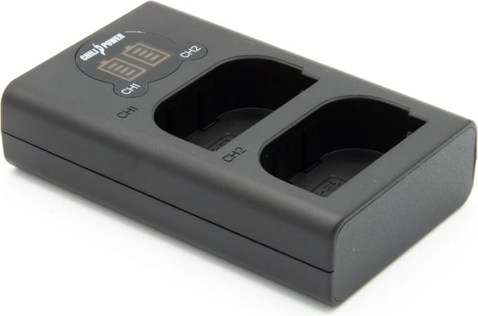 ChiliPower dubbellader LP-E6 / LP-E6N / LP-E6NH geschikt voor Canon - voor 2 accu's (tegelijk)