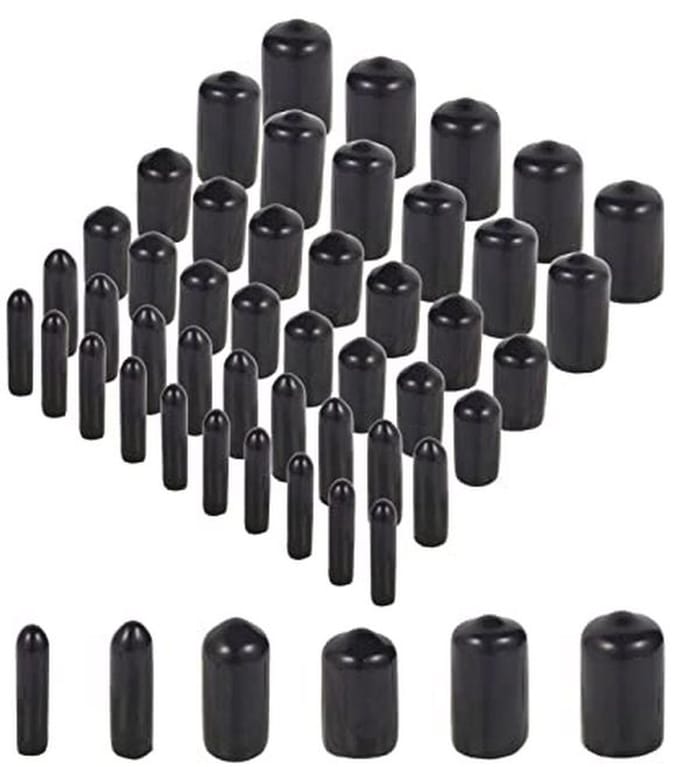 Rubberen eindkappen set van 60 stuks - Flexibele schroefdraad beschermkappen in 6 maten