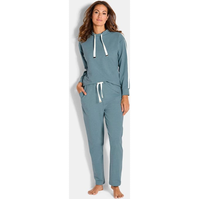 Huispak met sierbies - grijsgroen / gemêl. - Gr. 38 van Goldner Fashion