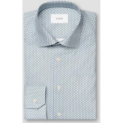 Eton Overhemd Signature Twill Allover Mini Fantasy Parrot Pattern Licht Blauw / male