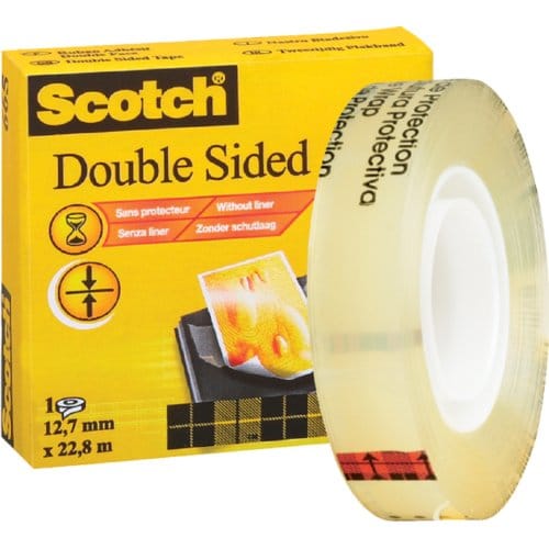 Plakband scotch 665 12mmx22.8m dubbelzijdig