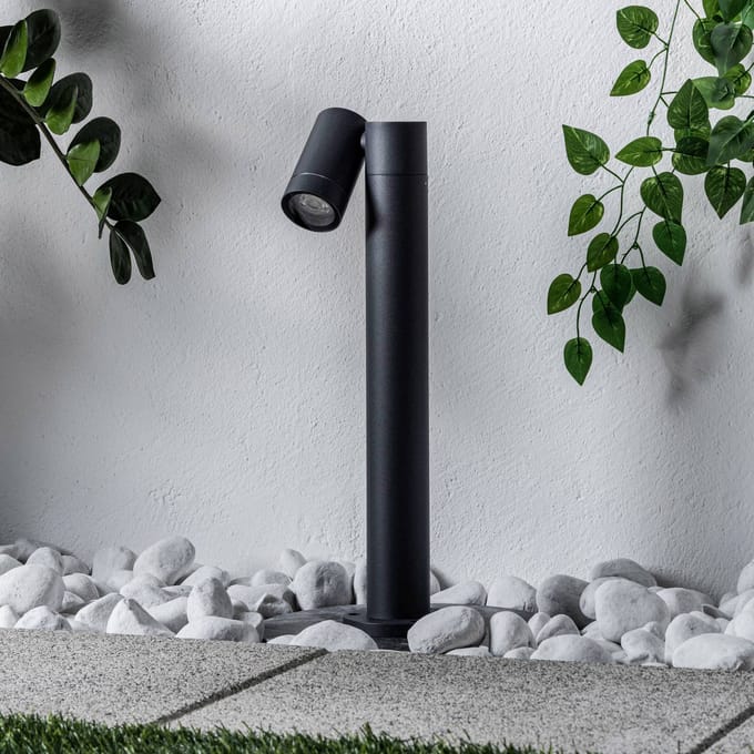 PRIOS - Sokkellamp - 1licht - Aluminium, glas - H: 45 cm - GU10 - donkergrijs