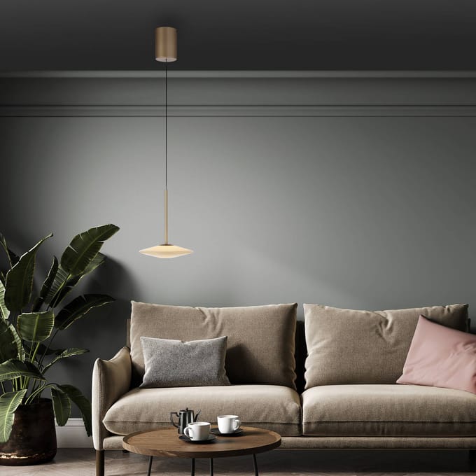Paul Neuhaus LED hanglamp Elipsa, 1-lamp, wit/brons