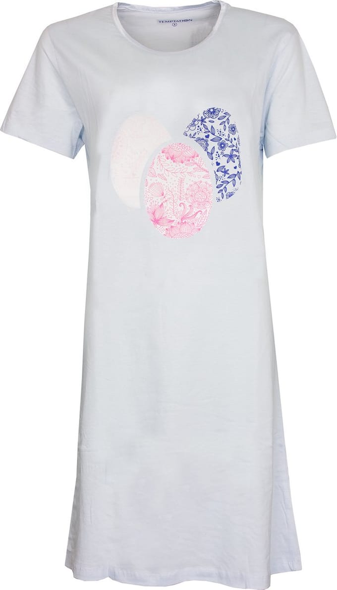 Temptation Dames Nachthemd - Bigshirt- Licht Blauw - Maat S