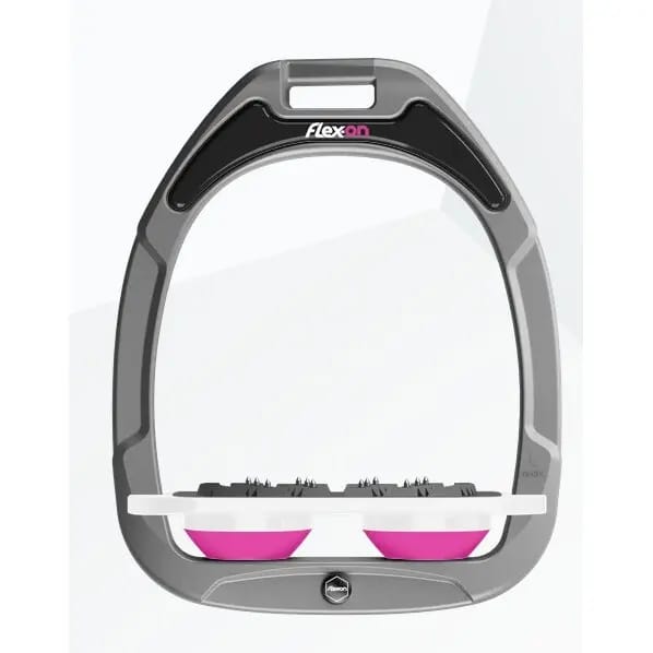 Platte Ultra Grip Aluminium/ Wit/ Roze stijgbeugels Flex-On Green Composite