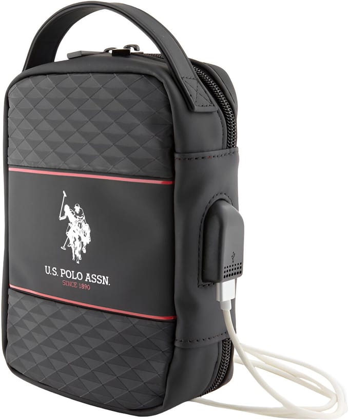U.S. POLO ASSN., USB reistas Midden streep model, Zwart
