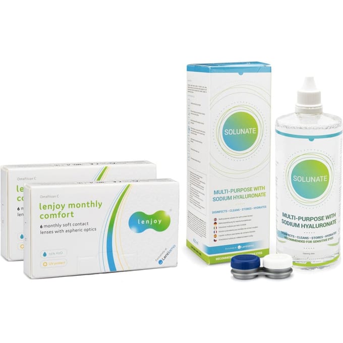 Lenjoy Monthly Comfort (6 lenzen) + Vantio Multi-Purpose 360 ml met lenzendoosje