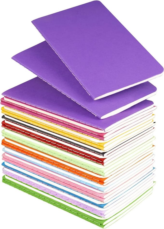 36-Pack Gelineerde Mini Notitieboekjes Set in 12 Kleuren - Pocket Formaat