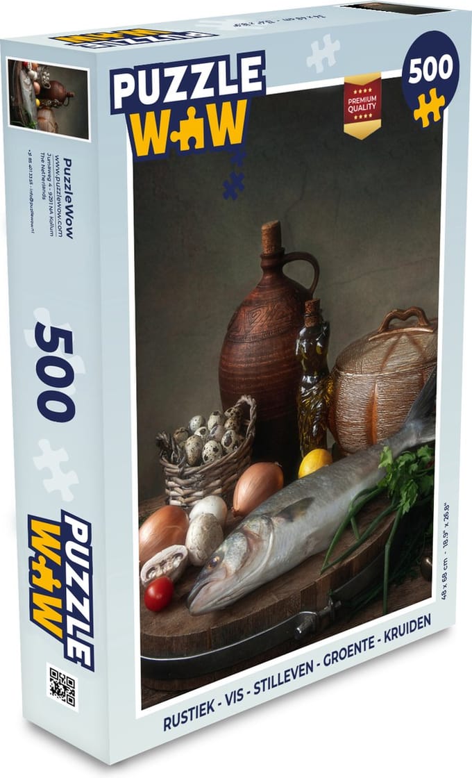 Puzzel Rustiek - Vis - Stilleven - Groente - Kruiden - Legpuzzel - Puzzel 500 stukjes