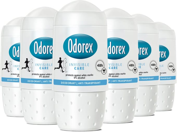 Odorex Invisible Care Anti-Transpirant Deodorant Roller - 6x 50ml - Voordeelverpakking