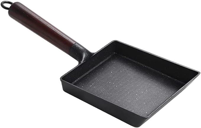Eierpan - Omelet pan - Ontbijt maken - Houten handvat - Mini formaat - Zwart