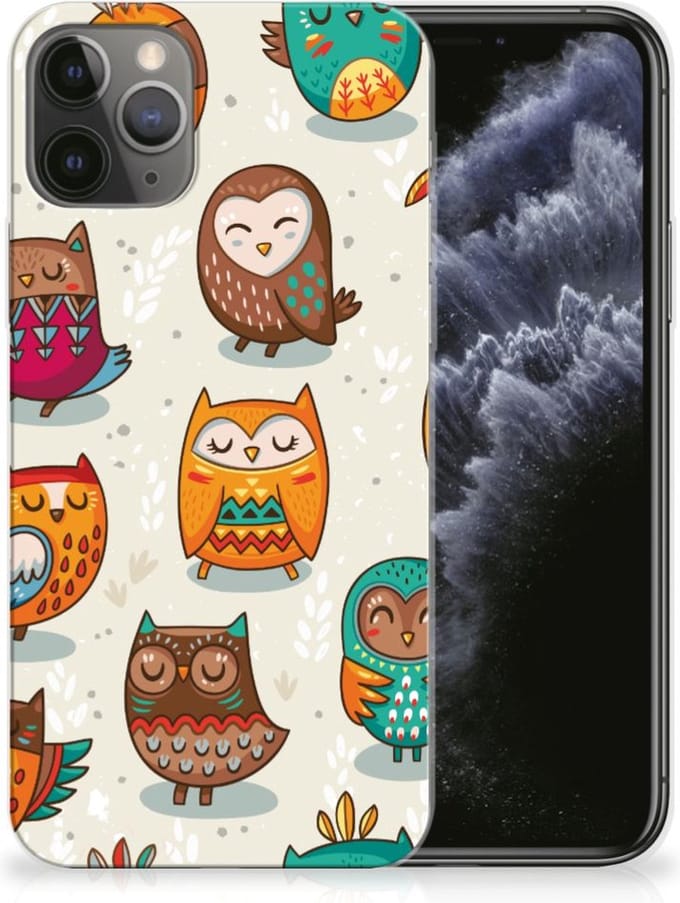 Apple iPhone 11 Pro TPU Hoesje Vrolijke Uilen