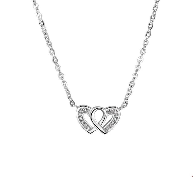 Zilver Gerhodineerde Collier hartjes zirkonia 1 1321506