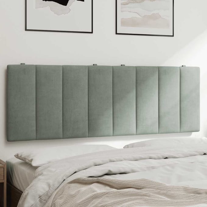 vidaXL - Hoofdbordkussen - "Hanko" - 140 - cm - velvet - lichtgrijs