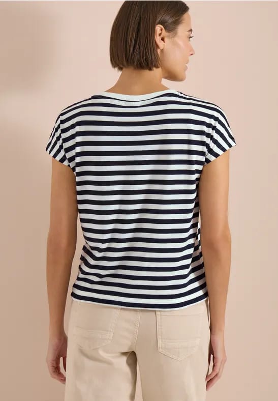 Shirt met boothals en strepen