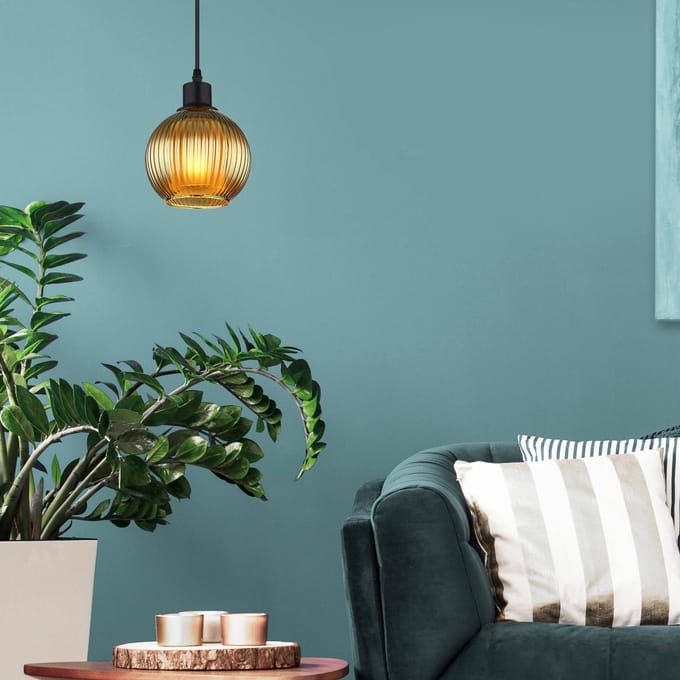 Globo Hanglamp Zumba, groen, Ø 15 cm, glas