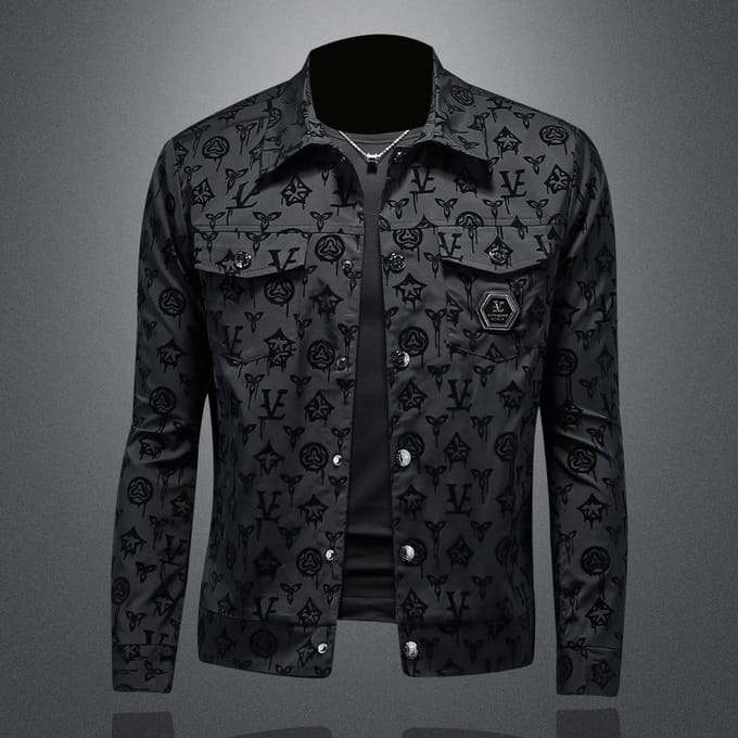 Veste de printemps pour homme grande taille à revers coupe slim 2XL black
