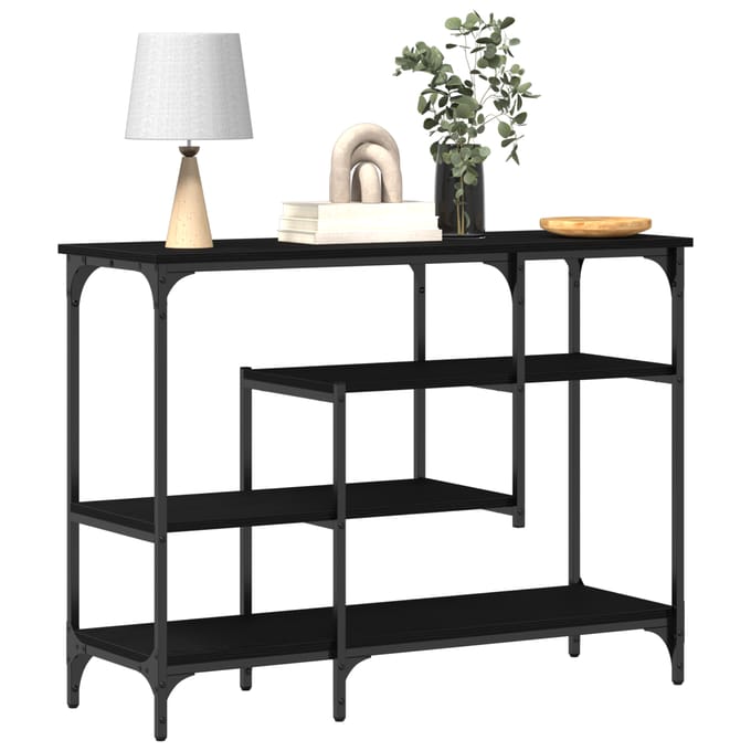 vidaXL Console Tafel met plank met opslag Zwart eiken 100 x 35 x 75 cm