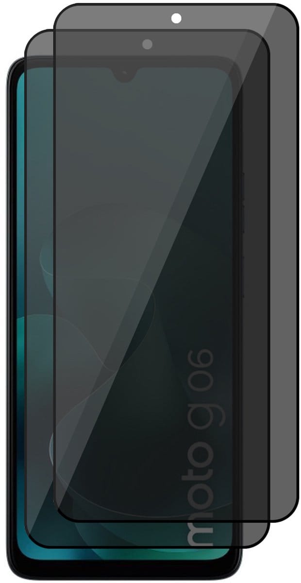 Privacy Screenprotector geschikt voor Motorola Moto G06 / G06 Power - 2x Volledig Dekkend Glas Screen Protector