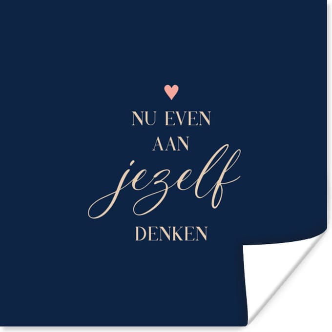 Poster Sterkte - Quotes - Hartjes - Denken - 75x75 cm