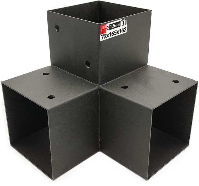 LUN FIX - Vierkante Balkconnector Y 70x70mm steun voor palen 3 eindes