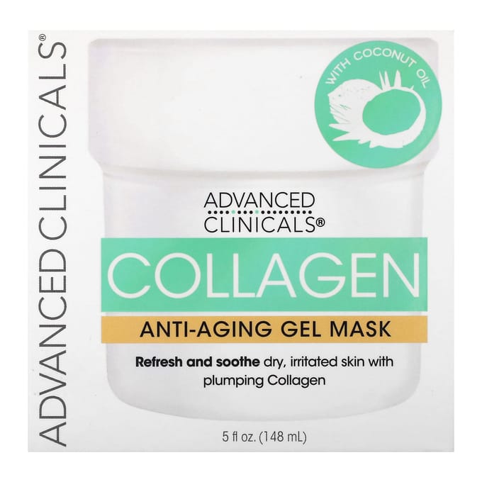 Advanced Clinicals, Collagen, Anti-Aging Gel Mask, 5 fl oz (148 ml) white