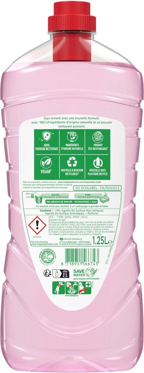 Verse Pioen Huishoudreiniger AJAX de container van 2 x 1,25 liter