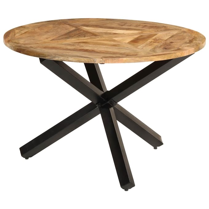vidaXL - Eettafel - Ø110x76 - cm - massief - ruw - mangohout