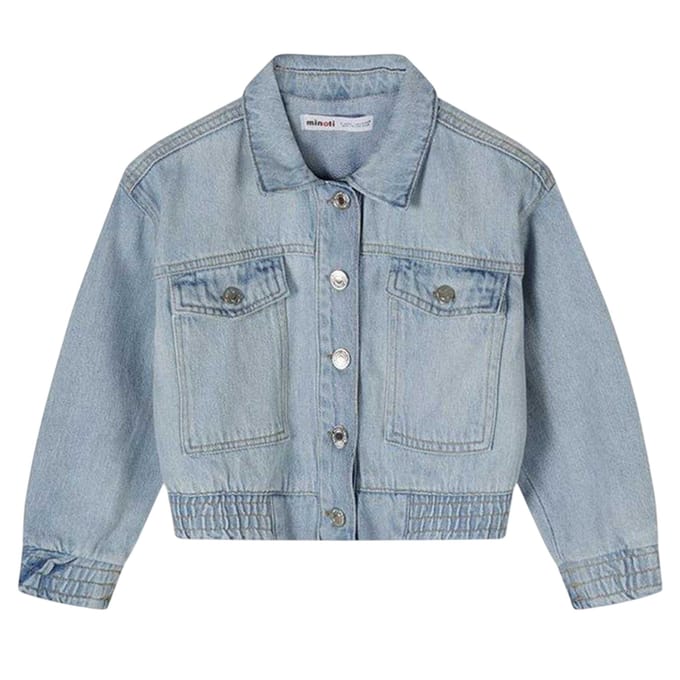 Minoti Meisjes Denim Cropped Bomberjack (Lichtblauw)