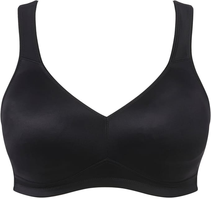 Ulla Popken - Dames - Microvezel-beha voorgevormde cups ademend - Klassiek zwart - Maat 100B