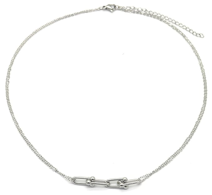 Ketting - Hangers Ovaal - RVS - Lengte 39-44 cm - Zilverkleurig