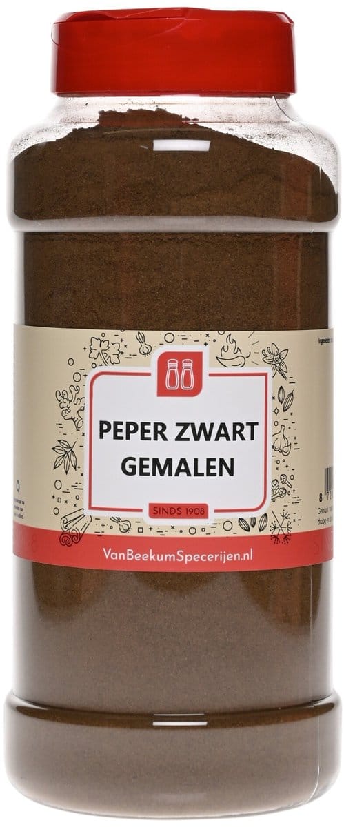 Van Beekum Specerijen - Peper Zwart Gemalen - Strooibus 450 Gram