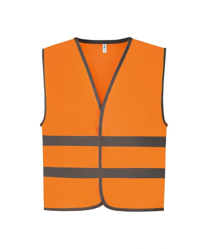Fluohesje kind met reflecterende strepen S Oranje