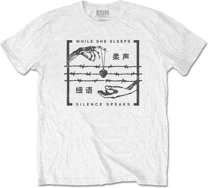 While She Sleeps - Silence Speaks Heren T-shirt - S - Wit