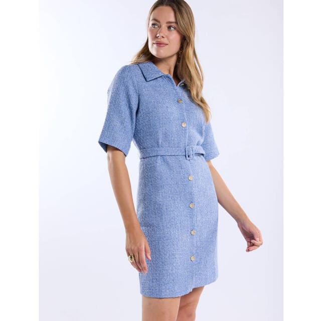 Freebird Wv-boucle-thin-26-1 Dames - Jurk - Lichtblauw - Maat M